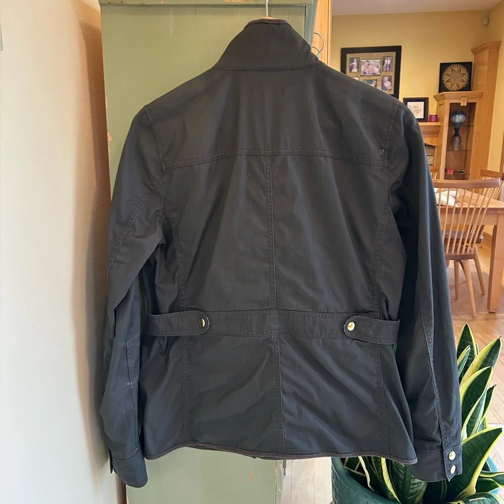 J. Crew Women’s Resin Coated Cotton Twill Jacket in Mossy Brown Size Medium